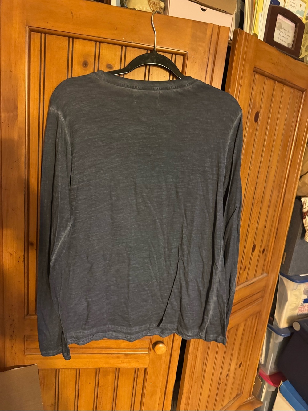 Caribbean Joe Navy Long-Sleeve Crochet Yoke Tee - Picture 3 of 3